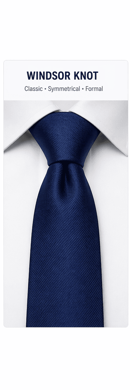 Windsor knot — recommended for weddings