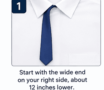 Windsor knot step 1 — start position