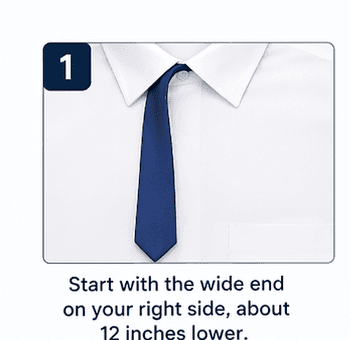 Windsor knot step 1 — start position